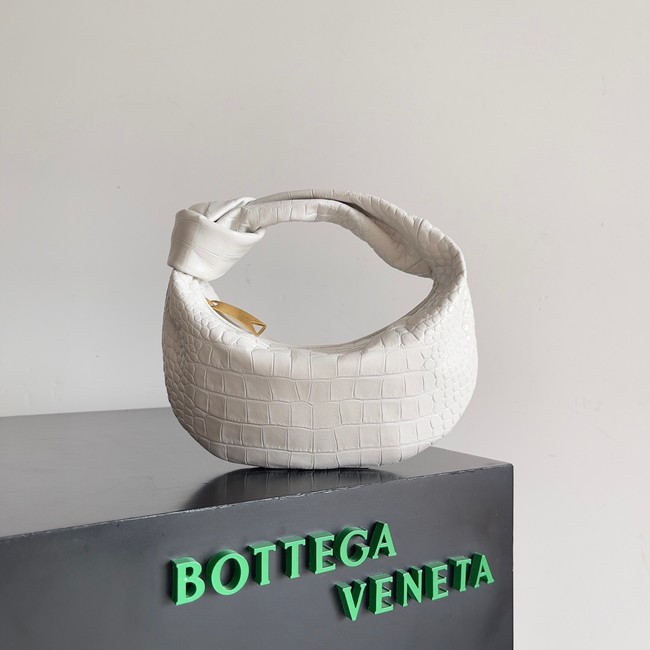Bottega Veneta Mini Jodie Mini alligator leather top handle bag 717709 white