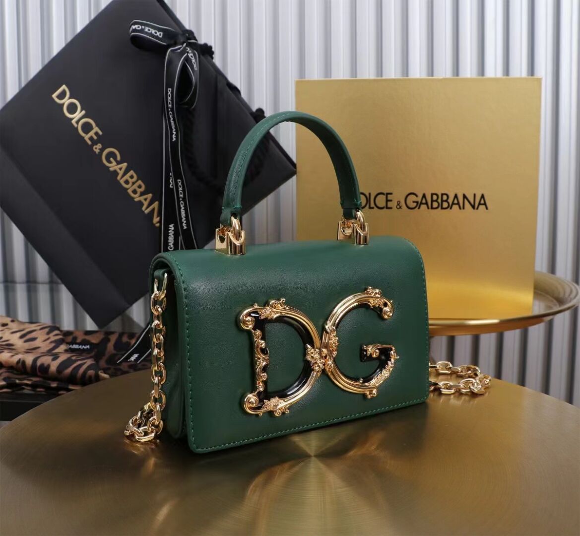 Dolce & Gabbana leather Shoulder Bag G6504 green Dolce & Gabbana leather Shoulder Bag G6504 green