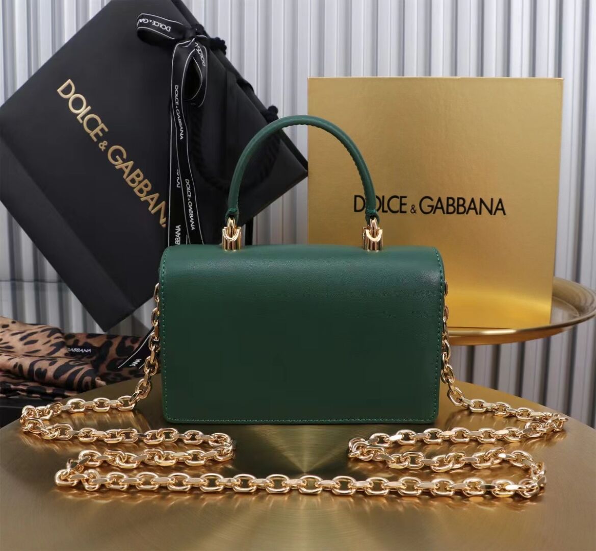 Dolce & Gabbana leather Shoulder Bag G6504 green Dolce & Gabbana leather Shoulder Bag G6504 green