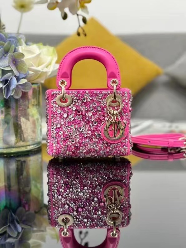 Mini Lady Dior Bag Cannage Lambskin M0505O-3 rose