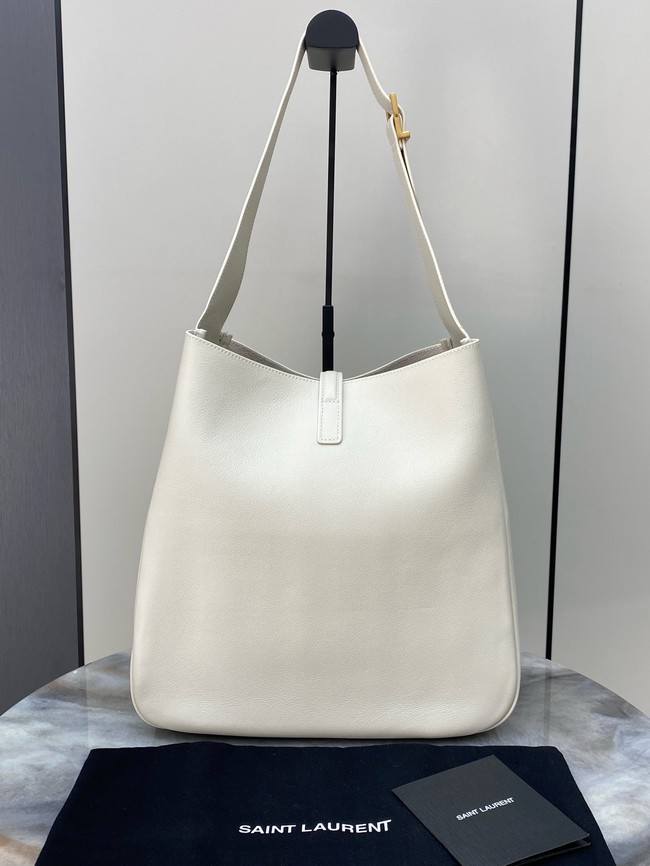 SAINT LAURENT LE 5 A 7 SUPPLE LARGE IN GRAINED LEATHER 753837 BLANC VINTAGE