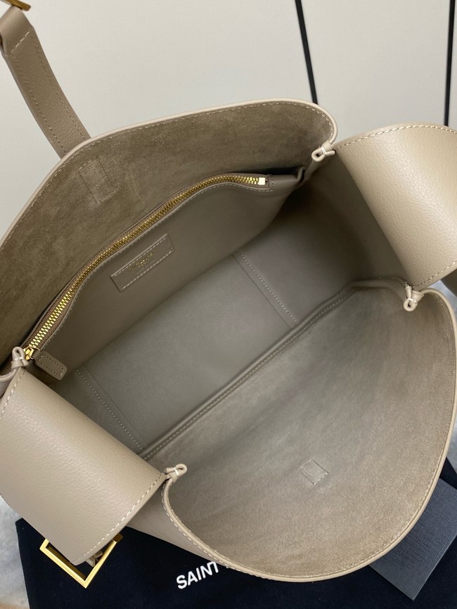 SAINT LAURENT LE 5 A 7 SUPPLE LARGE IN GRAINED LEATHER 753837 DUSTY GREY