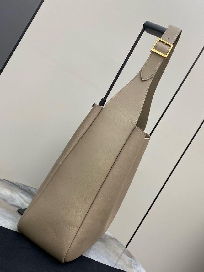 SAINT LAURENT LE 5 A 7 SUPPLE LARGE IN GRAINED LEATHER 753837 DUSTY GREY