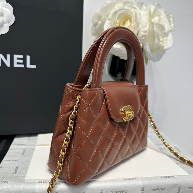 Chanel 23k Vintage Kelly Original Leather Top Handle Bag AS4416 brown