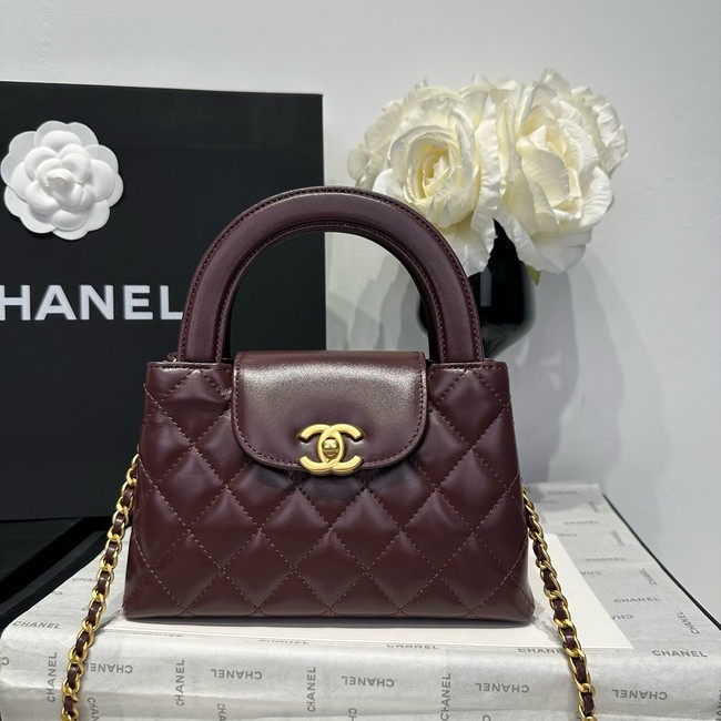Chanel 23k Vintage Kelly Original Leather Top Handle Bag AS4416 dark red