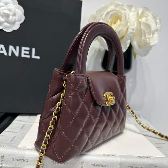 Chanel 23k Vintage Kelly Original Leather Top Handle Bag AS4416 dark red