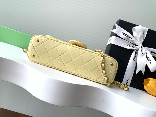 Chanel MINI FLAP BAG WITH TOP HANDLE AS5354 LIGHT YELLOW