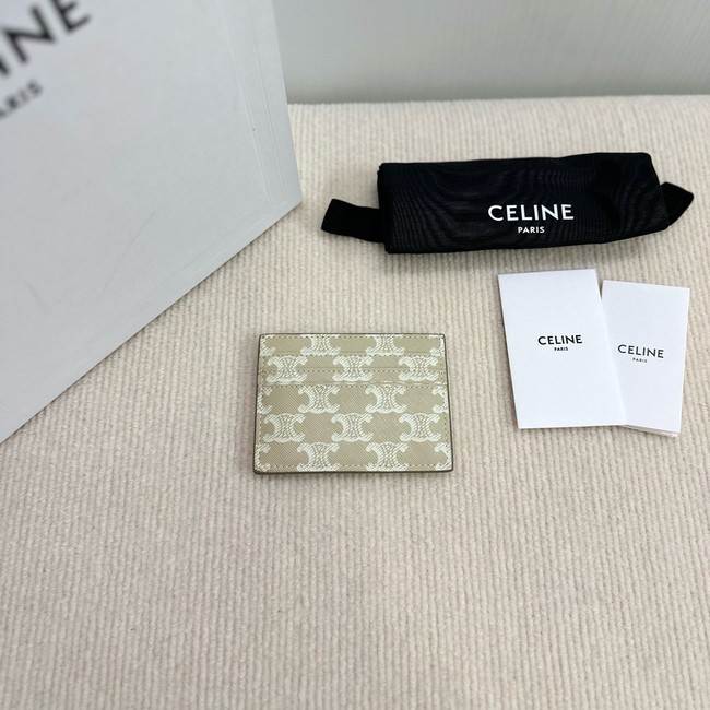 Celine CARD HOLDER TRIOMPHE IN TRIOMPHE CANVAS 10L833 Off-white