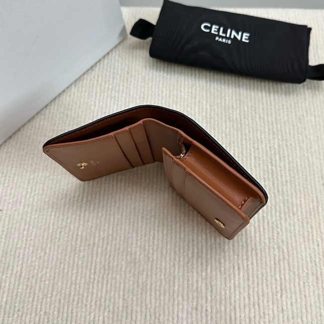 Celine TRIOMPHE COMPACT WALLETIN TRIOMPHE CANVAS 10K623 brown