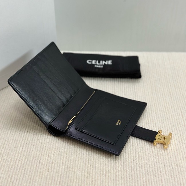 Celine FINE STRAP WALLET NINO IN SUPPLE GRAINED CALFSKIN 10M962 black