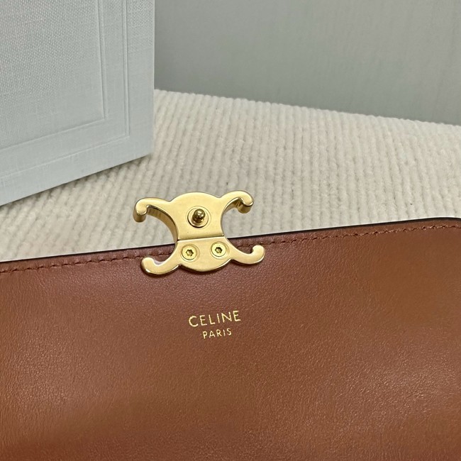 Celine LARGE WALLET TRIOMPHE IN TRIOMPHE CANVAS AND LAMBSKIN 10E313 TAN