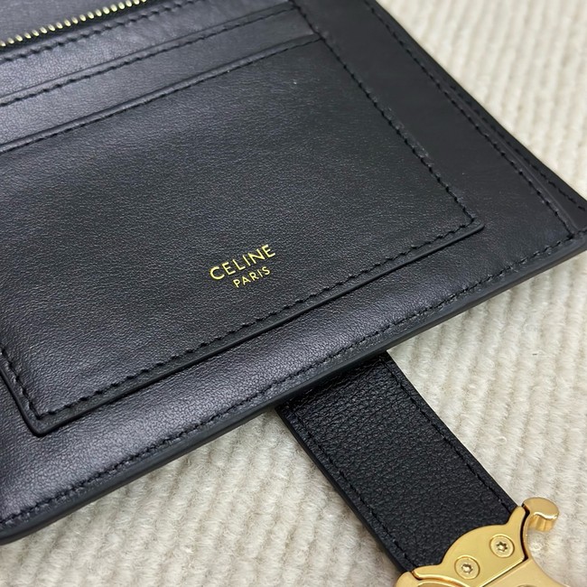 Celine MEDIUM STRAP WALLET NINO IN SUPPLE GRAINED CALFSKIN 10M912 black