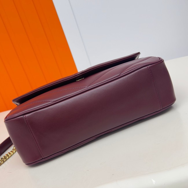 SAINT LAURENT LOULOU MEDIUM IN MATELASSE LAMBSKIN 801439 ROUGE CABERNET