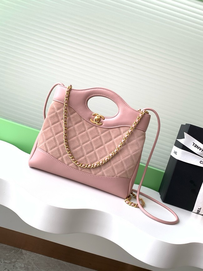 CHANEL 31 MINI SHOPPING BAG Suede Calfskin AS4133 pink