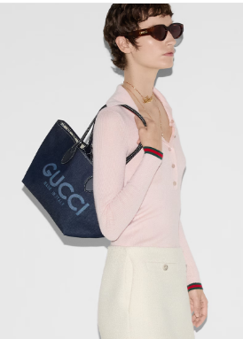 GUCCI TOTISSIMA SMALL REVERSIBLE TOTE 820496 Dark blue denim GUCCI TOTISSIMA SMALL REVERSIBLE TOTE 820496 Dark blue denim