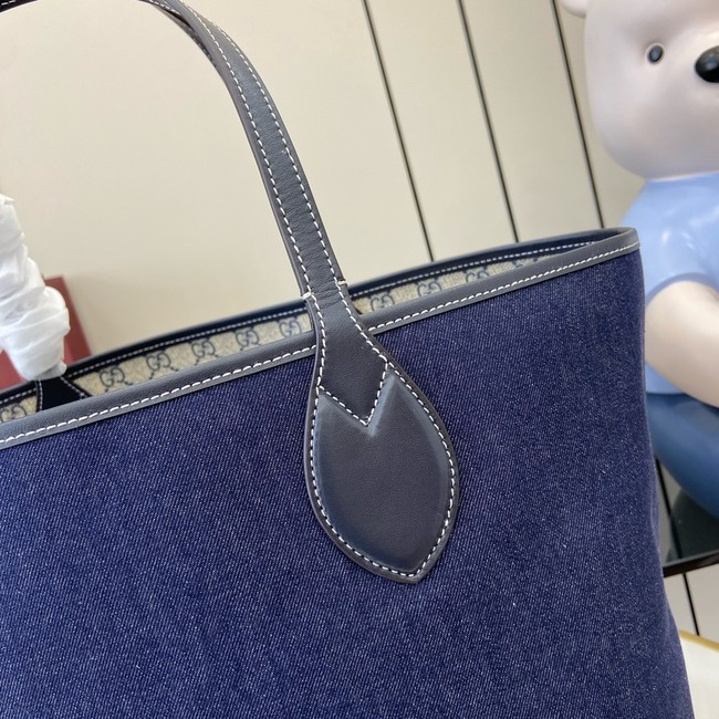 GUCCI TOTISSIMA SMALL REVERSIBLE TOTE 820496 Dark blue denim
