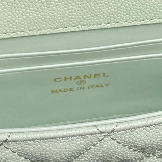 Chanel MINI FLAP BAG CLUTCH WITH CHAIN Gold-Tone Metal AP3238 light green