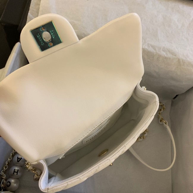 Chanel MINI CLASSIC HANDBAG Lambskin AS1436 white