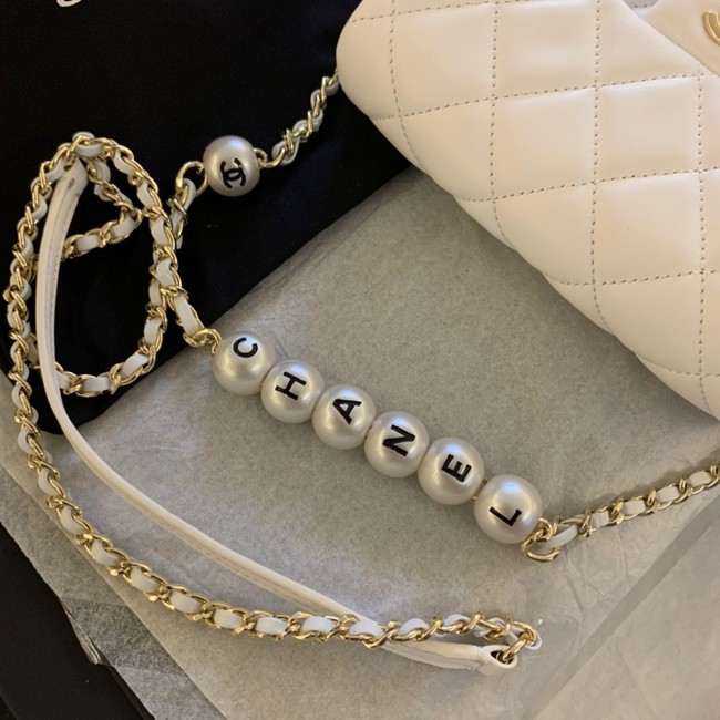 Chanel MINI CLASSIC HANDBAG Lambskin AS1436 white