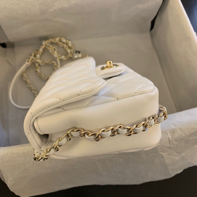 Chanel MINI CLASSIC HANDBAG Lambskin AS1436 white