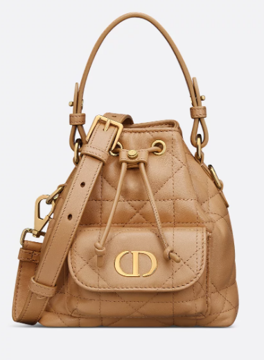Dior Caro Nano Bucket Bag Macrocannage Lambskin S5250 Light Gold-Tone