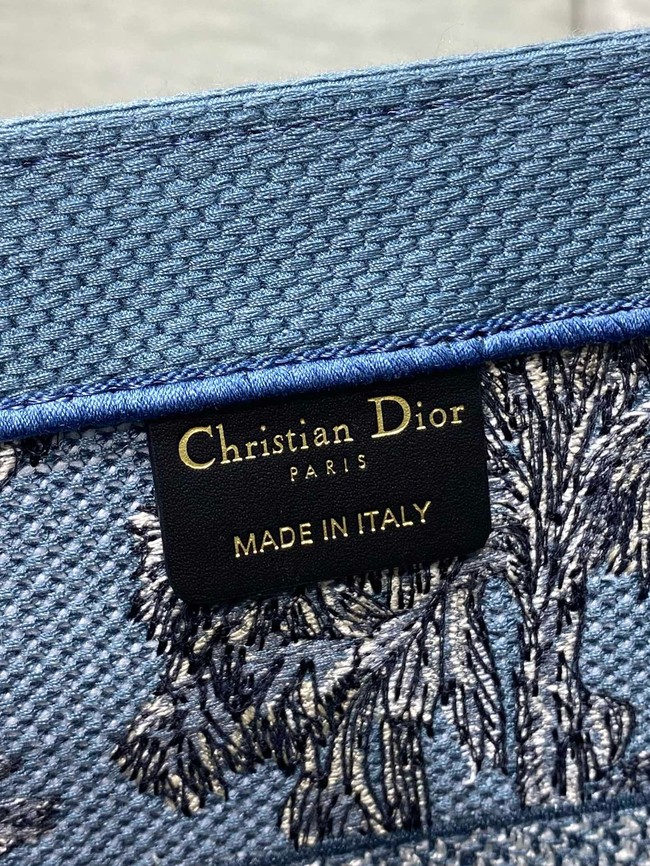 Dioriviera Medium Dior Book Tote Celestial Drak Blue Toile de Jouy Palms Embroidery M1296ZEZG