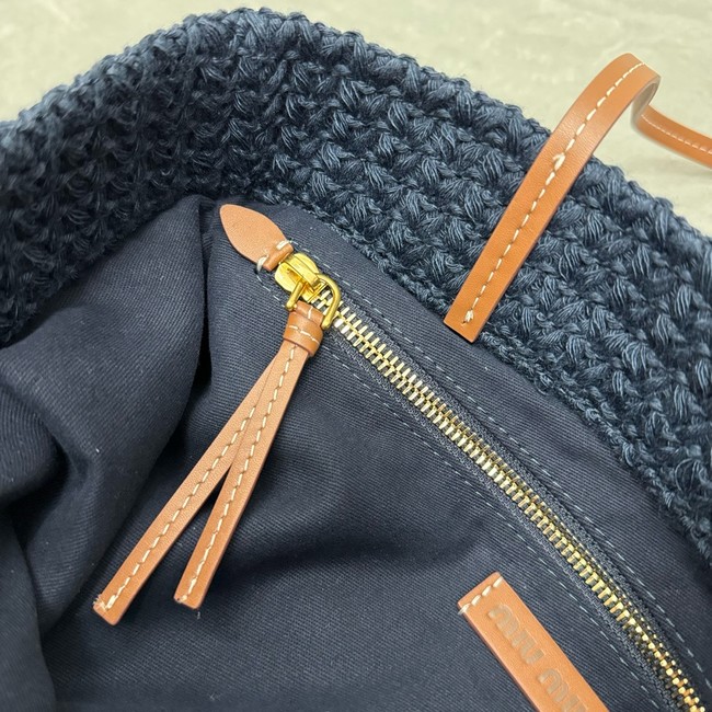 miumiu Raffia effect woven tote bag 5BG248-2