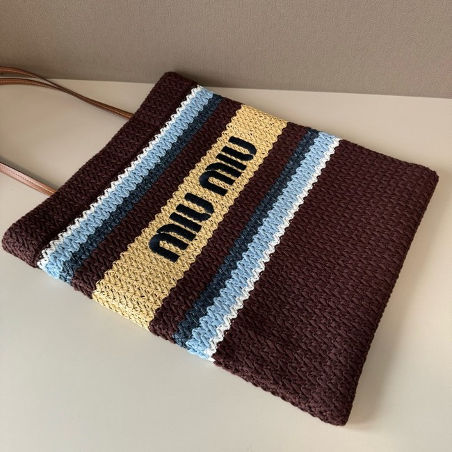 miumiu Raffia effect woven tote bag 5BG248-5