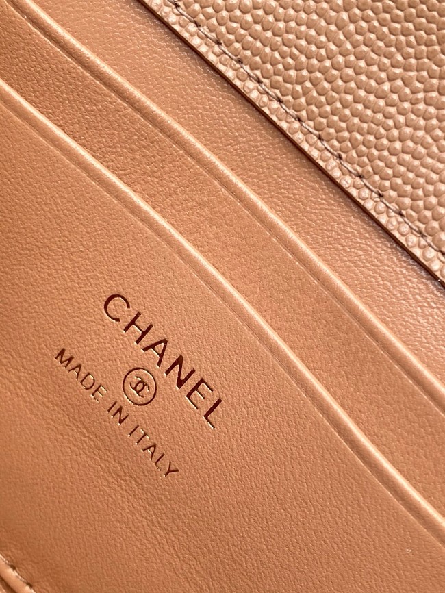 Chanel MINI FLAP BAG CLUTCH WITH CHAIN Gold-Tone Metal AP3238 brown