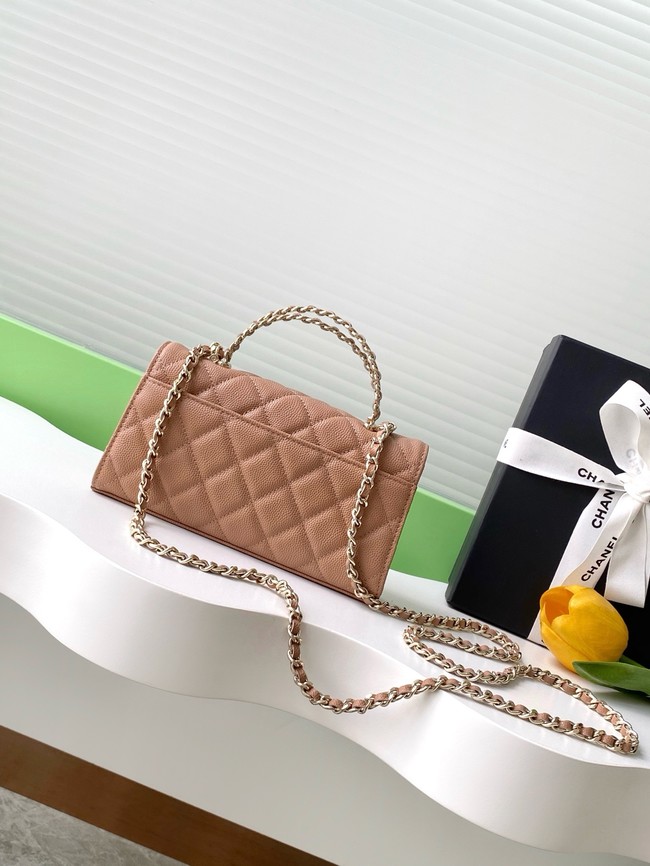 Chanel MINI FLAP BAG CLUTCH WITH CHAIN Gold-Tone Metal AP3238 brown