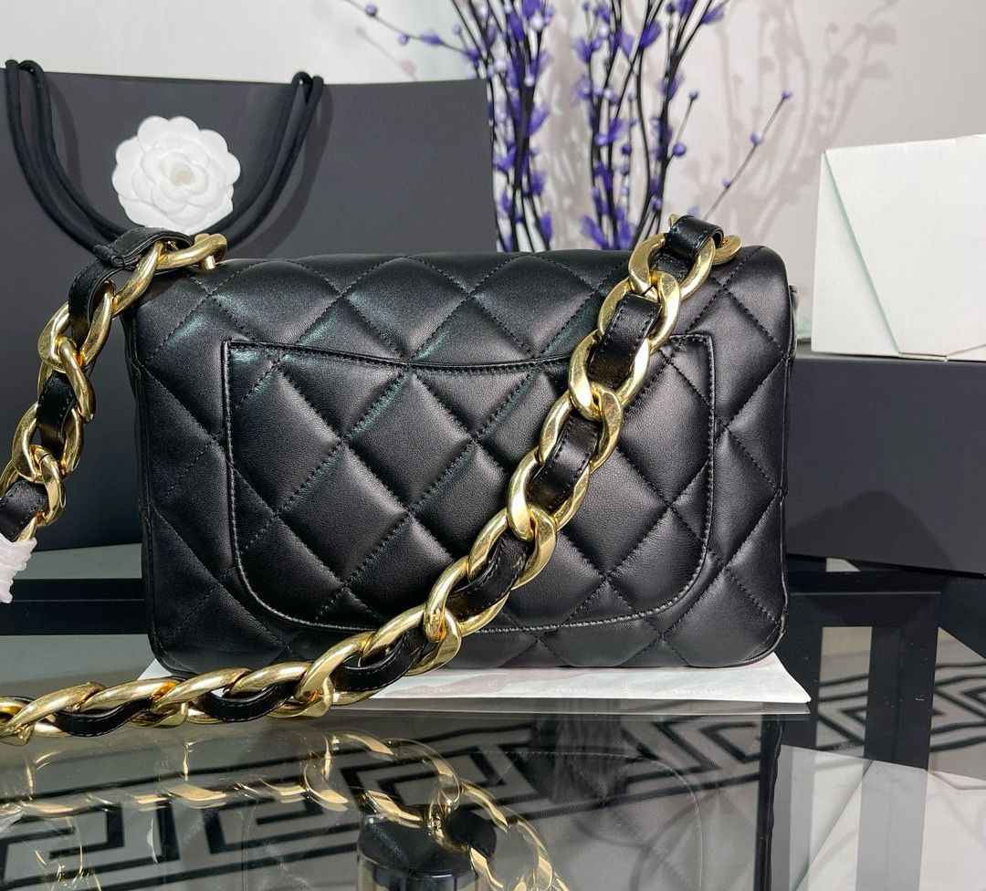 CHANEL MEDIUM FLAP ORIGINAL LEATHER BAG AS3215 Black
