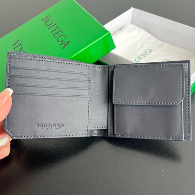 Bottega Veneta Intrecciato Bi-Fold Wallet With Coin Purse 749412 gray