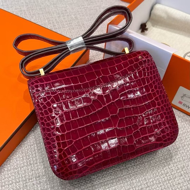 Hermes Constance Bag Nile crocodile leather 2701 burgundy