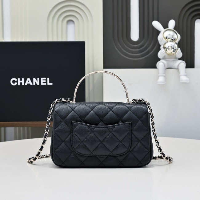 Chanel MINI FLAP BAG CLUTCH WITH CHAIN Gold-Tone Metal AS4591 black