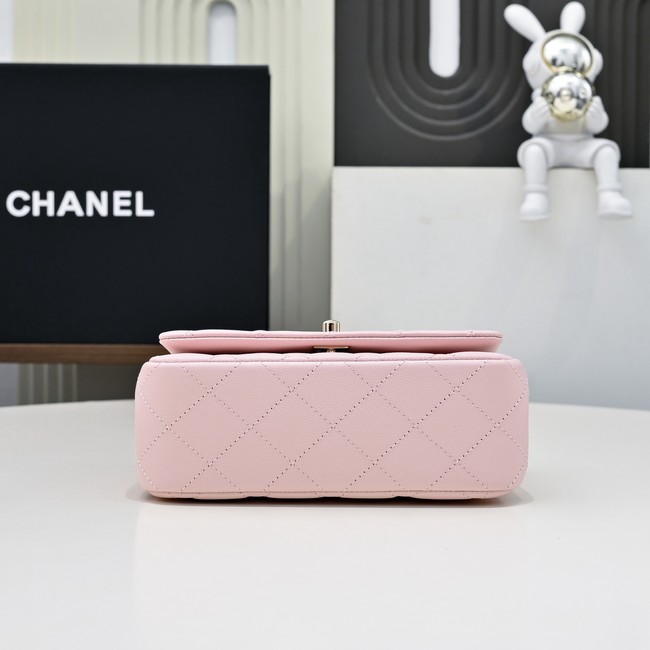 Chanel MINI FLAP BAG CLUTCH WITH CHAIN Gold-Tone Metal AS4591 pink