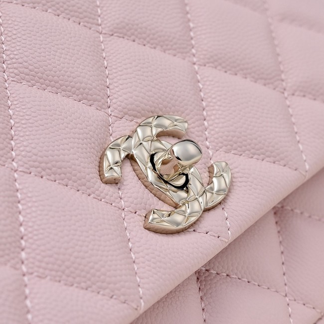 Chanel SMALL FLAP BAG CLUTCH WITH CHAIN Gold-Tone Metal AS5554 PINK