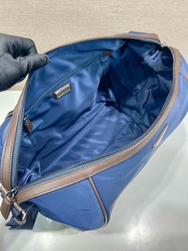 Prada Medium Re-Nylon and suede shoulder bag 2VH180 blue