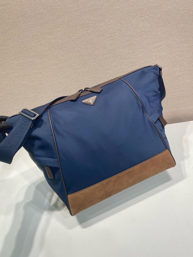 Prada Medium Re-Nylon and suede shoulder bag 2VH180 blue