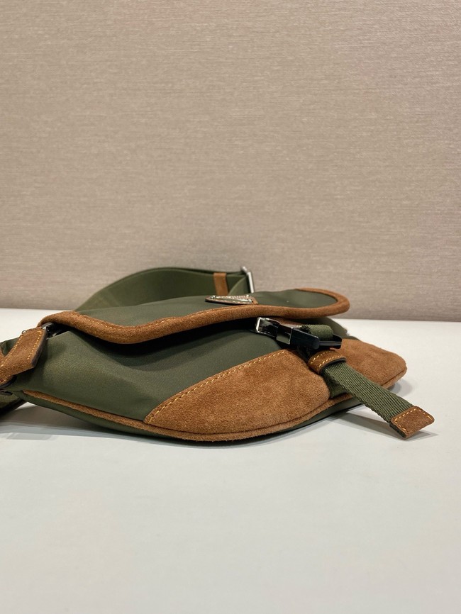 Prada Re-Nylon and suede belt bag 2VH176 Musk Green