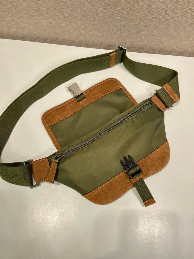 Prada Re-Nylon and suede belt bag 2VH176 Musk Green