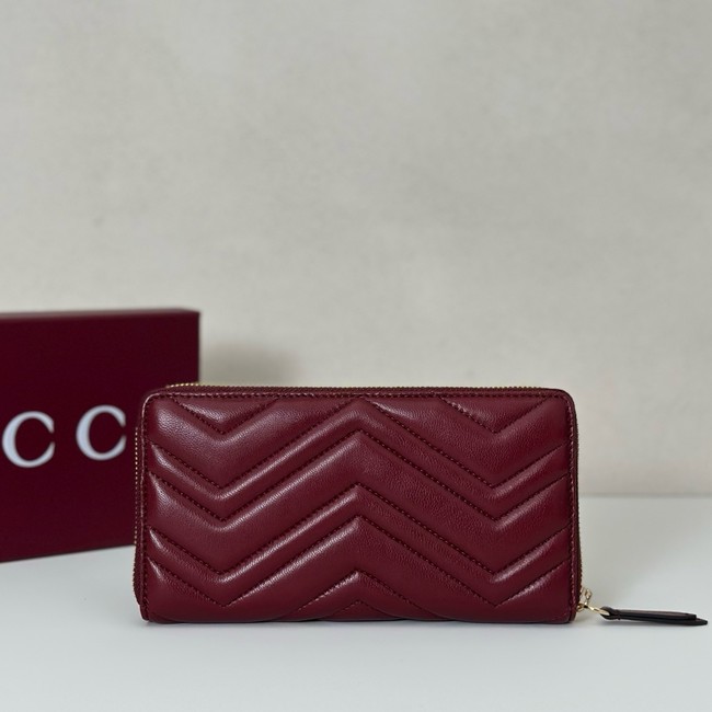 Gucci GG Marmont zip around wallet 837758 Rosso Ancora red