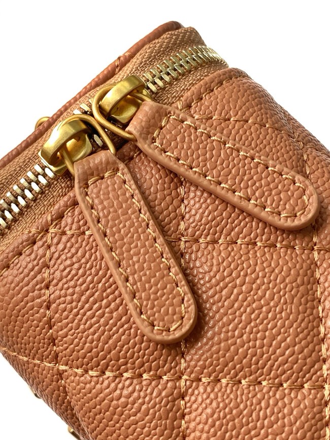 CHANEL Grained Calfskin Small Vanity with Chain AP3941 Camel