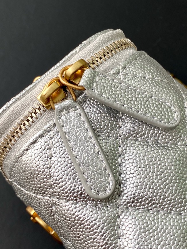 CHANEL Grained Calfskin Small Vanity with Chain AP3941 Silvery
