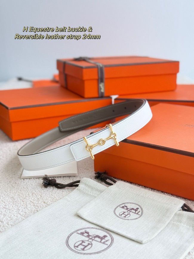 Hermes Swift & Epsom calfskin double-sided leather belt 65985