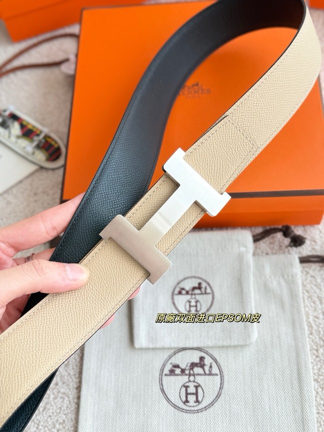 Hermes Epsom calfskin double-sided leather belt 65992