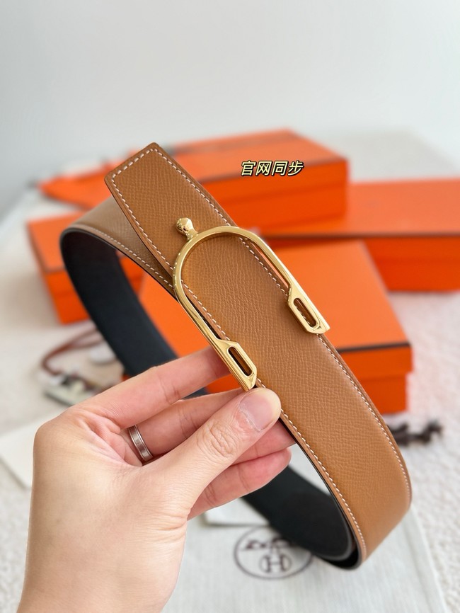 Hermes Epsom calfskin double-sided leather belt 66011