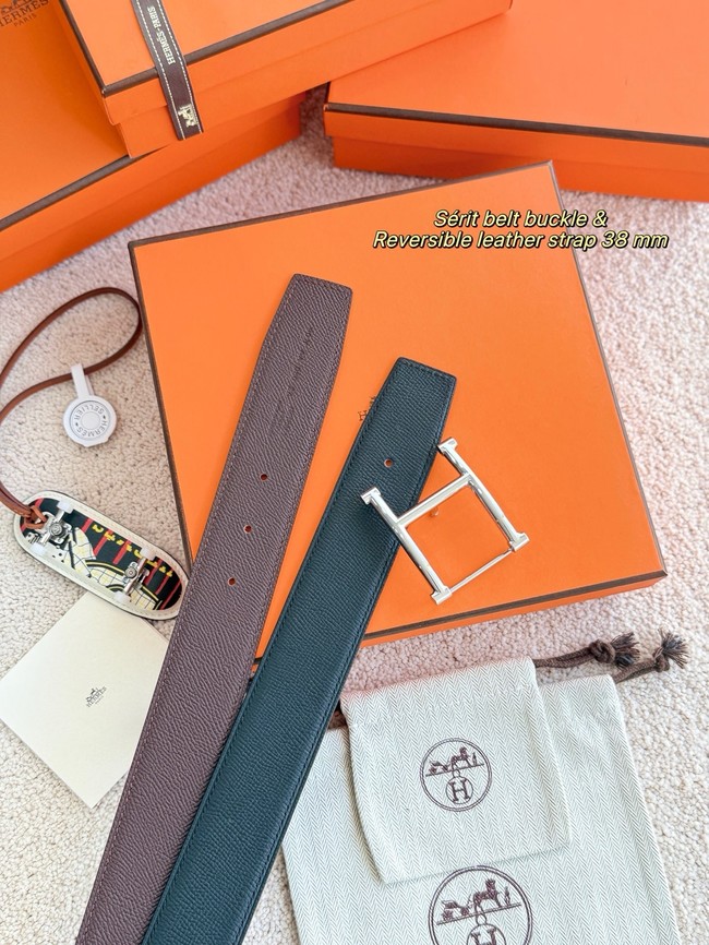 Hermes Epsom calfskin double-sided leather belt 66015