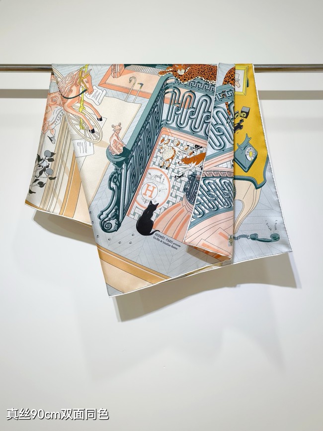 Hermes 90 Square Scarf Silk Twill KY163