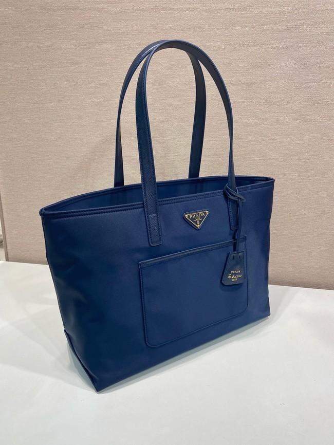 Prada Re-Edition 1978 medium Re-Nylon and Saffiano leather tote bag 1BG555 Baltic Blue