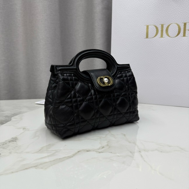 Dior Jolie Top Handle Mini Bag Cannage Lambskin S3123UN Black